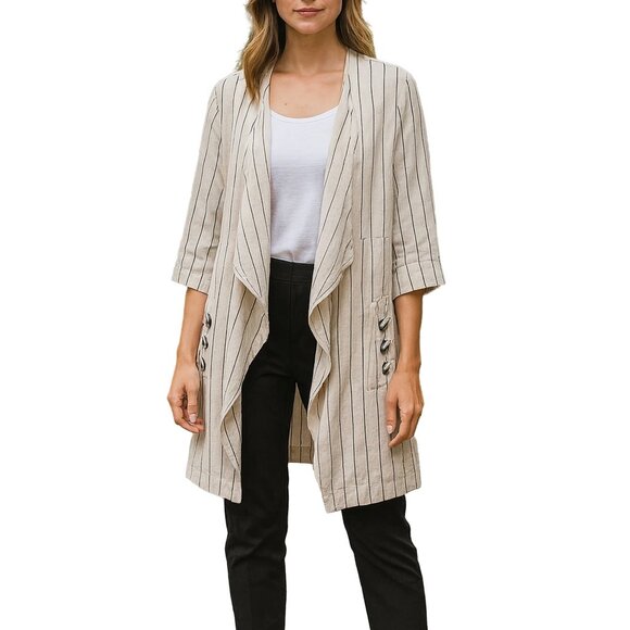 In every story Tops - In every story Open Front Striped Overlay Top